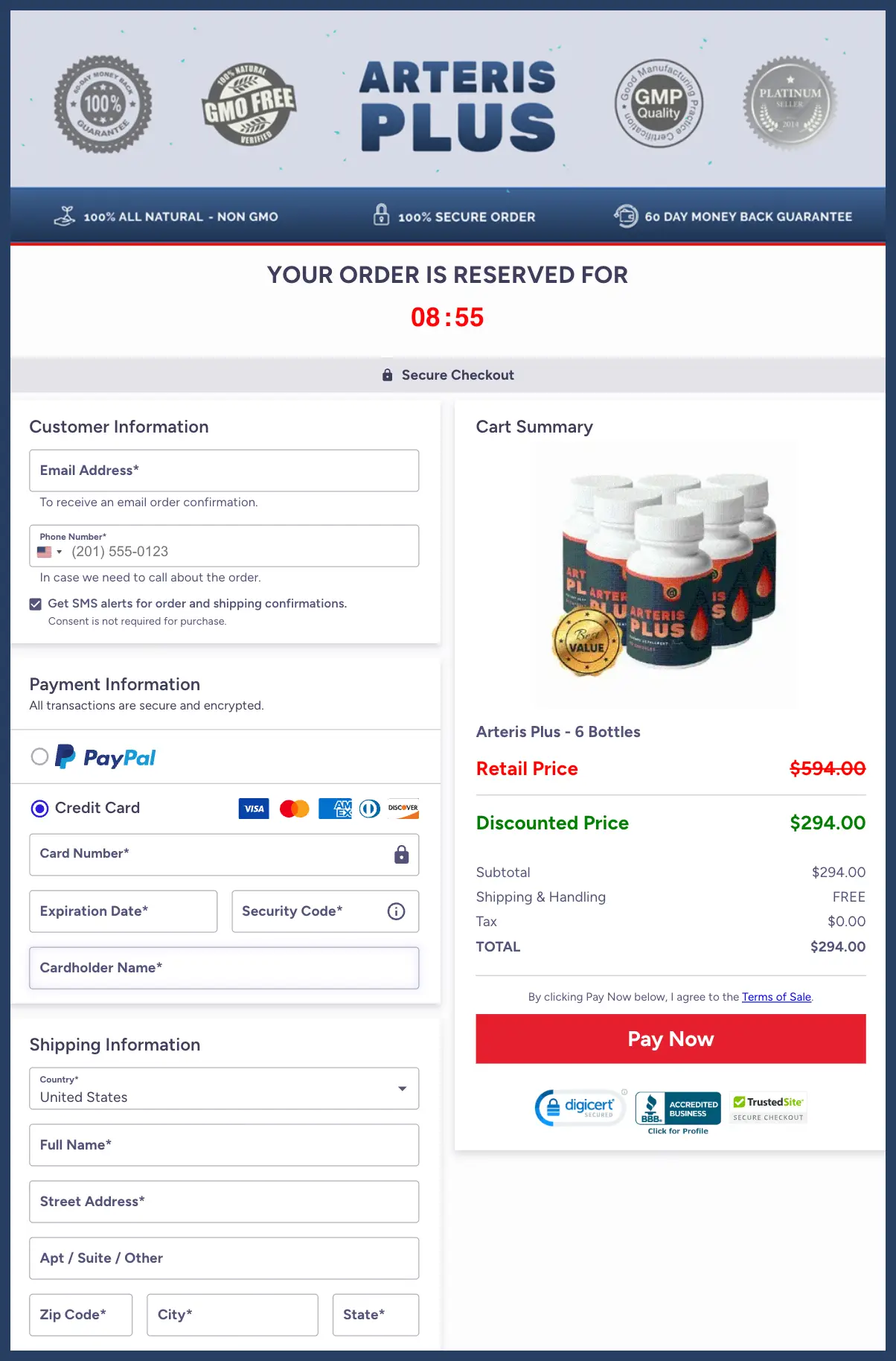 Arteris Plus Official Website Secure Order Page